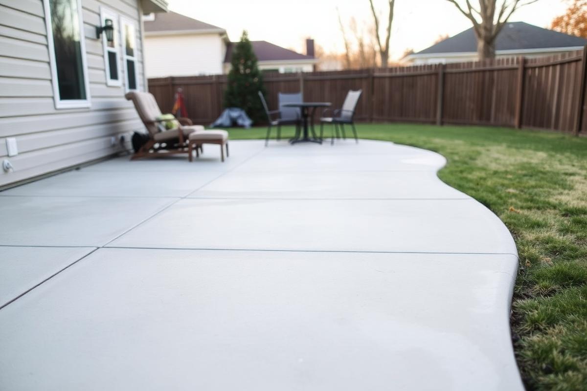 Residential concrete patio in a Springfield backyard